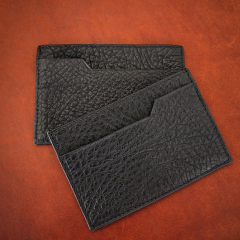 Bill Amberg English Vegetable-Dyed Pebbled Leather Credit Card Sleeve in Black (LEO Design)
