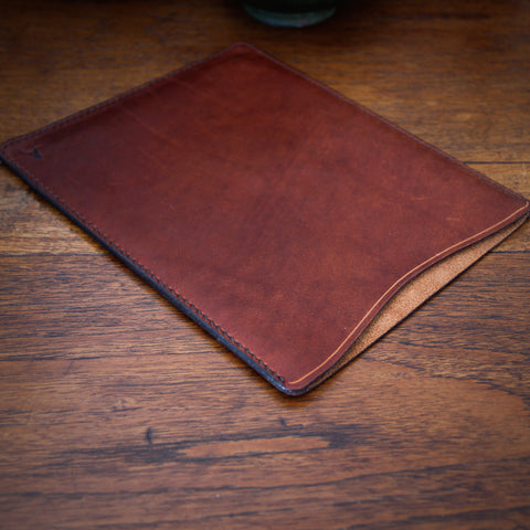 Rustic Hand-Stitched and Waxed Vegetable Dyed Leather iPad Case (LEO Design)