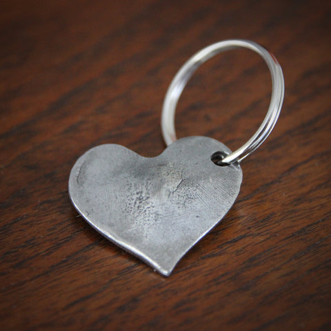 Cast Pewter Sculpted Heart Key Fob (LEO Design)