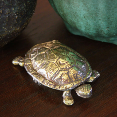 Edwardian English Brass Turtle Box (LEO Design)