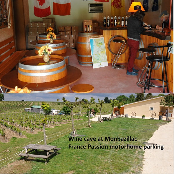 Wine Cave at Monbazillac with France Passion campervan parking
