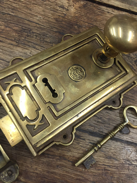~Quality ~Davenport ~ Victorian Style~ Cast Iron & Brass Rim Lock ~