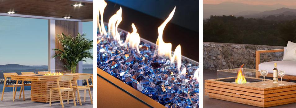 Starfire Glass 1/2" Broken Cobalt Blue // EcoSmart Fire Teak Fire Pit