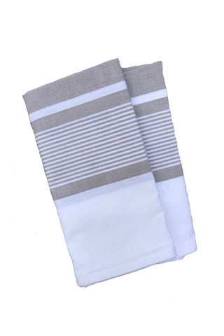 Pondicherry Organic Cotton Latte Stripe Tea Towels Set2
