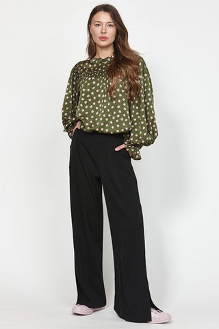 Inconsistent Khaki Floral Silky Top
