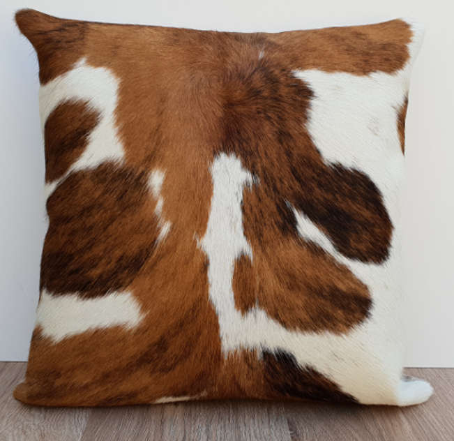 Brown And White Cowhide Leather Cushion Thread Candy