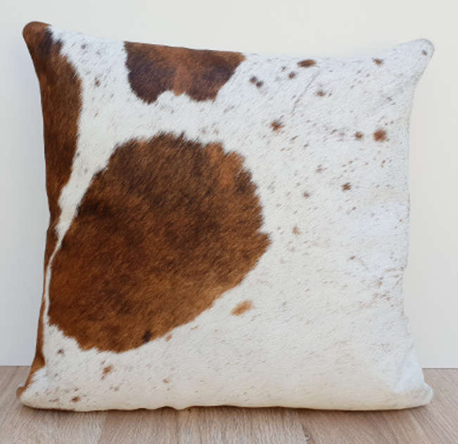Cowhide Leather Cushion Brown And White Thread Candy