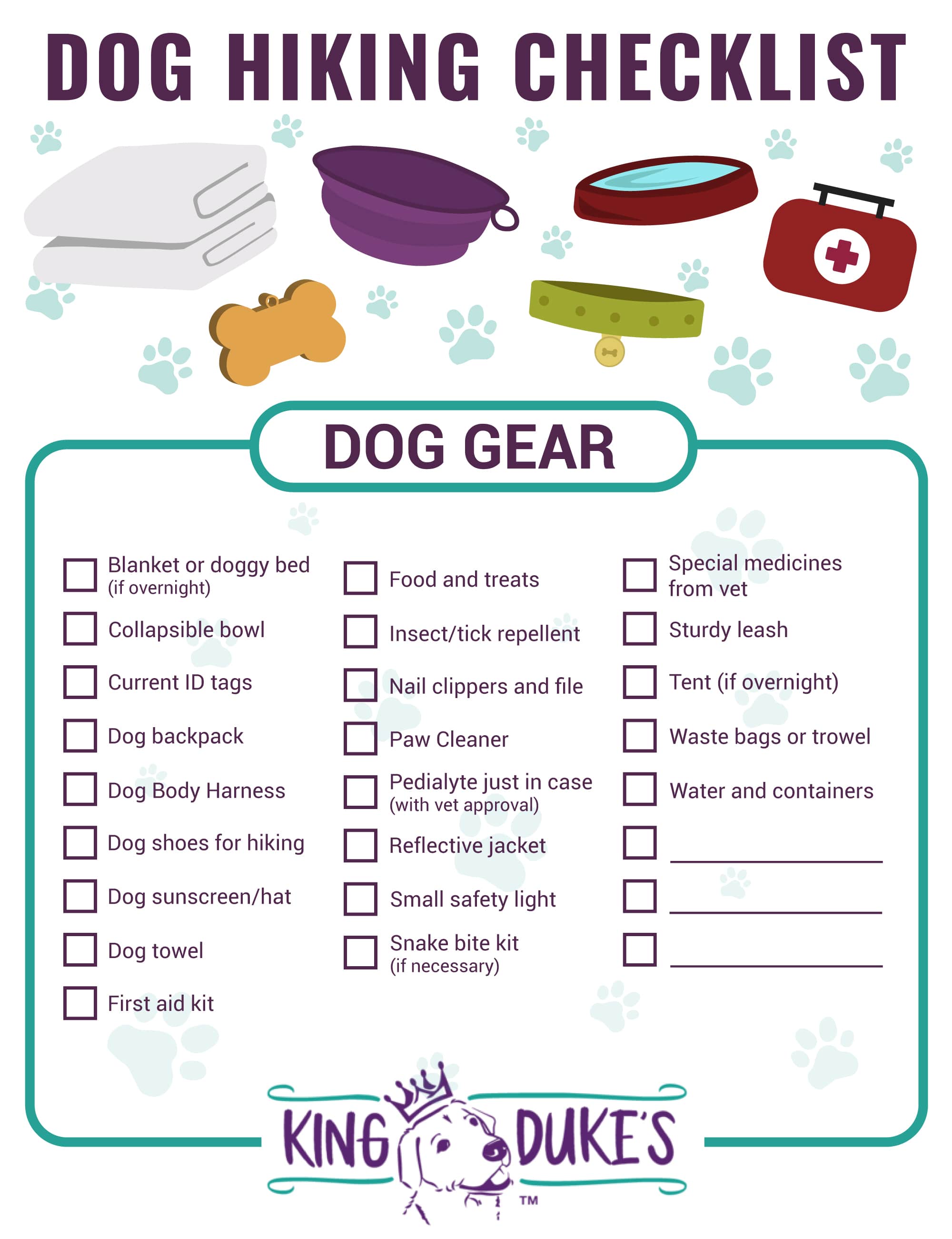 Dog Hiking Checklist with Dog Hiking Gear