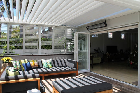 louvretec louvre blades opening slightly to outdoor room