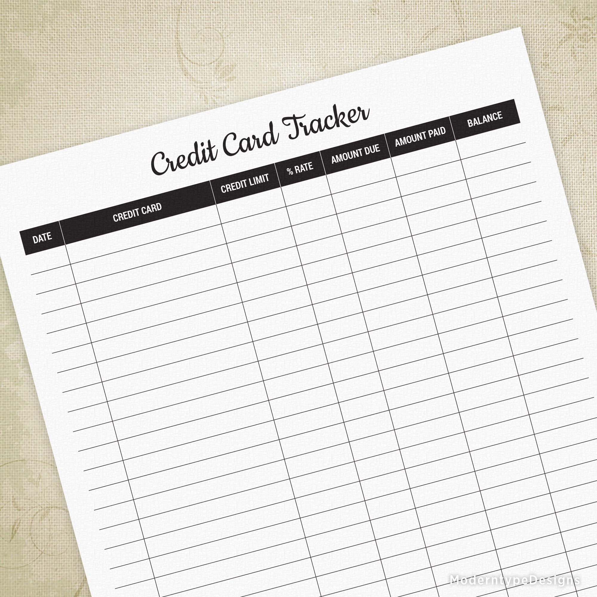 Credit Card Tracker Template