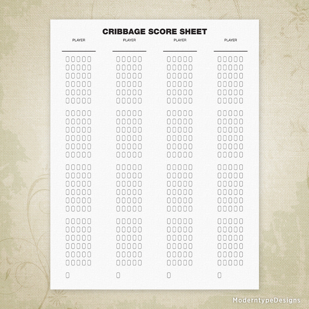 Free Printable Cribbage Score Sheet