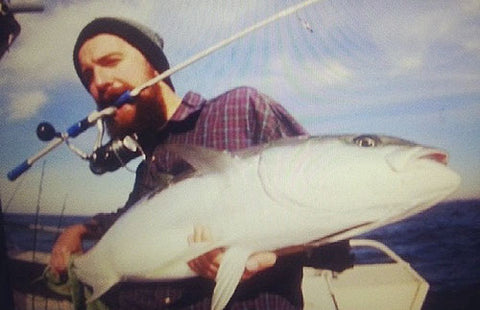 Rob with his 119cm Kingfish hooked while jigging