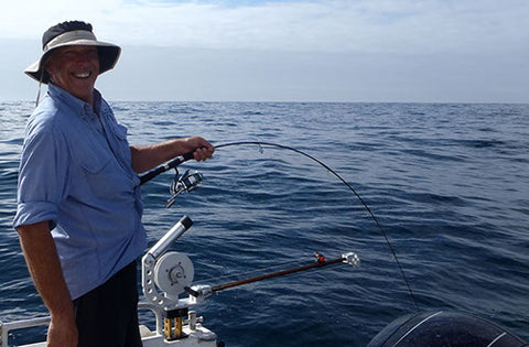 Andy hooked up offshore on a micro jig with the Downrigger Shop combo