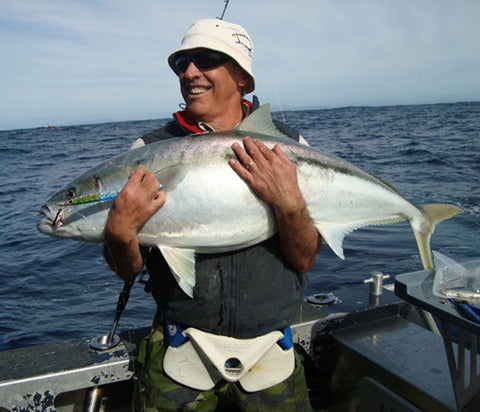 Andy with a Kingfish close to his PB on a Blue 250 gram jig