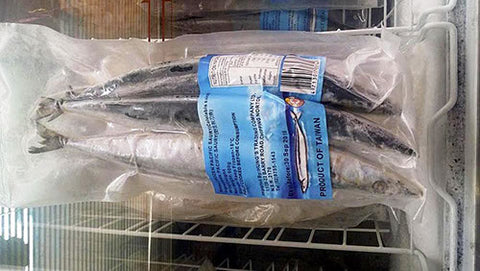 Frozen Garfish at the super market