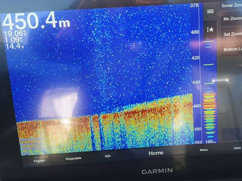 Garmin sounder showing clear reading