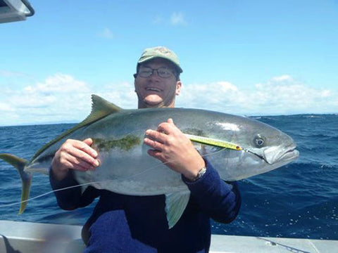 Massive Kingfish caught on green 250 gram knife jig off Tairua