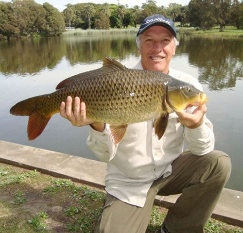 Andy with a carp caught in Centennial Park Sydney Australia