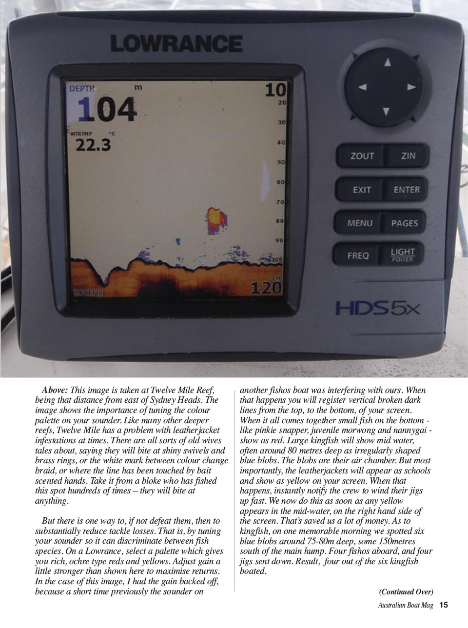 Reading a Lowrance depth sounder