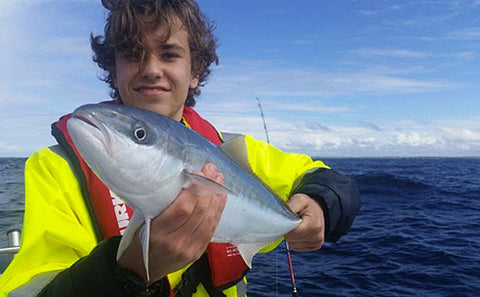 Jason jigging Kingfish at The Peak off Botany Bay