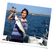 Jay with a Kingfish he just caught downrigging