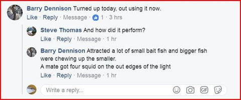 Downriggershop squid light review on facebook