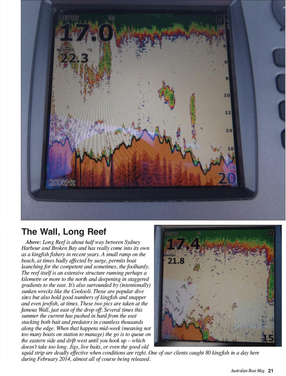 Where the reef ends shown on a Lowrance depth sounder