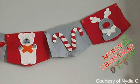 Christmas Holiday Banner with KAM no-sew button fasteners