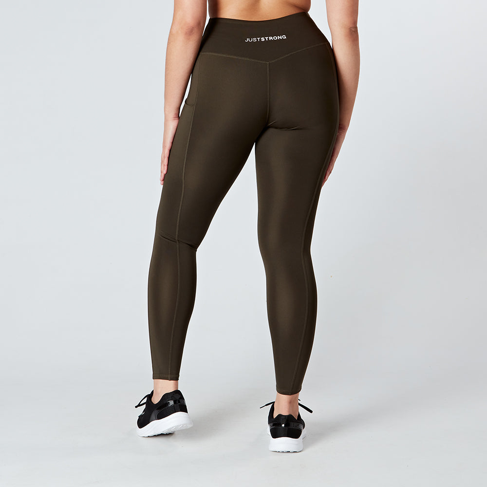 On The Run Olive Green Ribbed Leggings