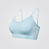 Sky Blue Melange Recycled Seamless Sports Bra