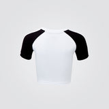 White & Black Crop Branded Tee