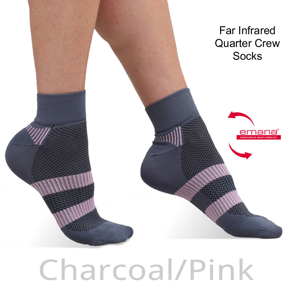 Supportive Infrared Quarter Crew Sports Sock for Plantar Fasciitis