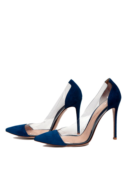 cobalt blue suede pumps