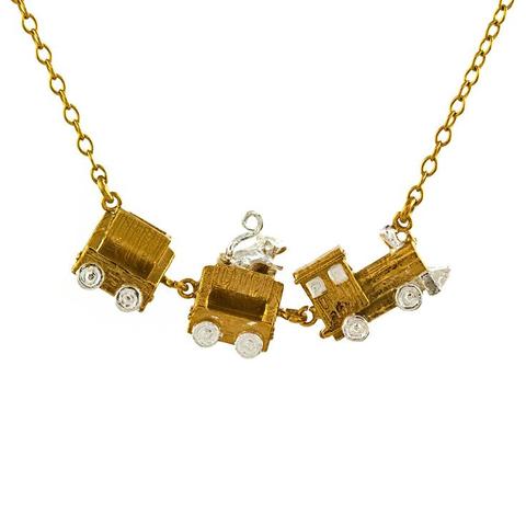 Alex Monroe miniature toy train necklace