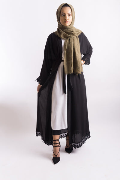 black abaya open