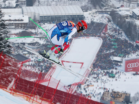 Skier flying through the air