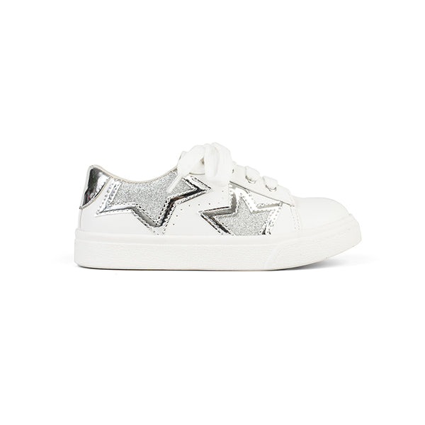 white sneakers with silver stars