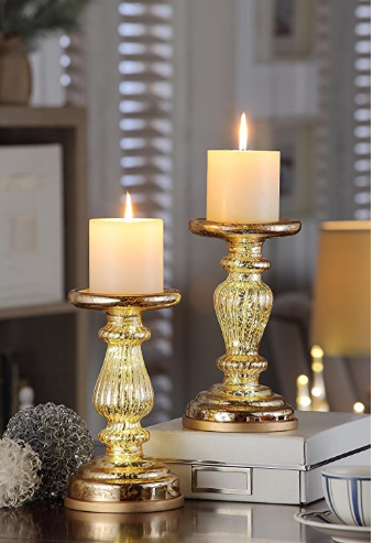 gold pillar candle holders