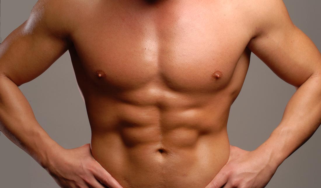 closeup mans abdominal muscles