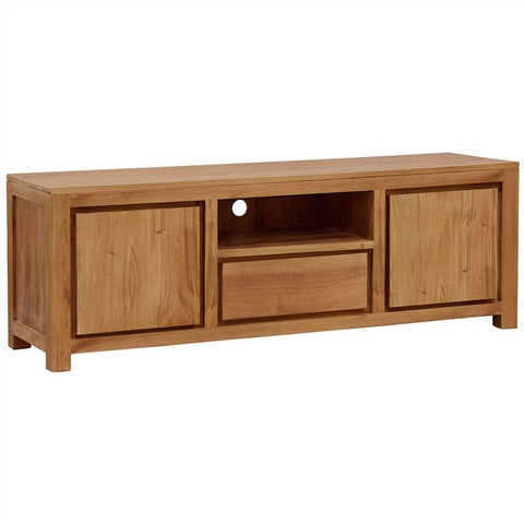 01 Member Special - Assen Amsterdam Solid Wood Timber 2 Door 1 Drawer TV Unit, TV Console 190 cm, 190 x 45 x 55 cmTeak TEK168SB-201-TA-NT-1 ( Picture Illustration Colour for Reference Only ) ( Light Pecan Colour )