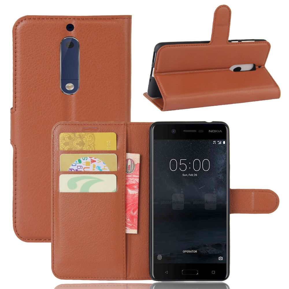 Nokia 5 Leather flip cover brown