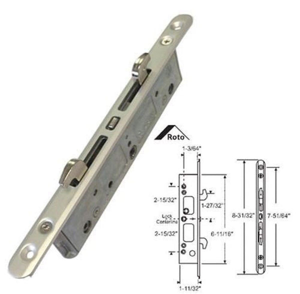 STB Sliding Glass Patio Door Lock, Mortise Type, 2Point, 751/64" Scr