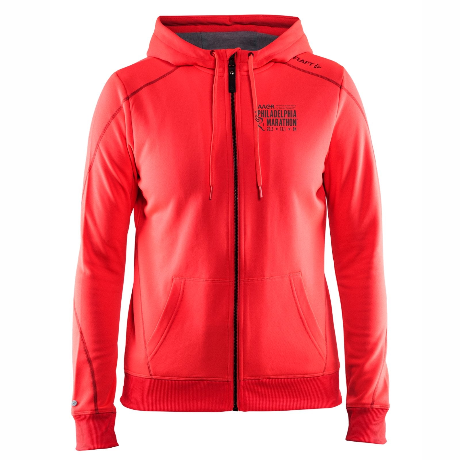 Women's CRAFT Tech Zip Hoody -Crush (Pink) 'Left Chest Embr. Design' - AACR Philadelphia Marathon