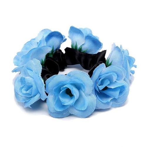 blue flower hair garland