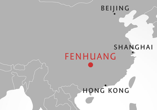 Kart over Kina som viser hvor Fenghuang ligger