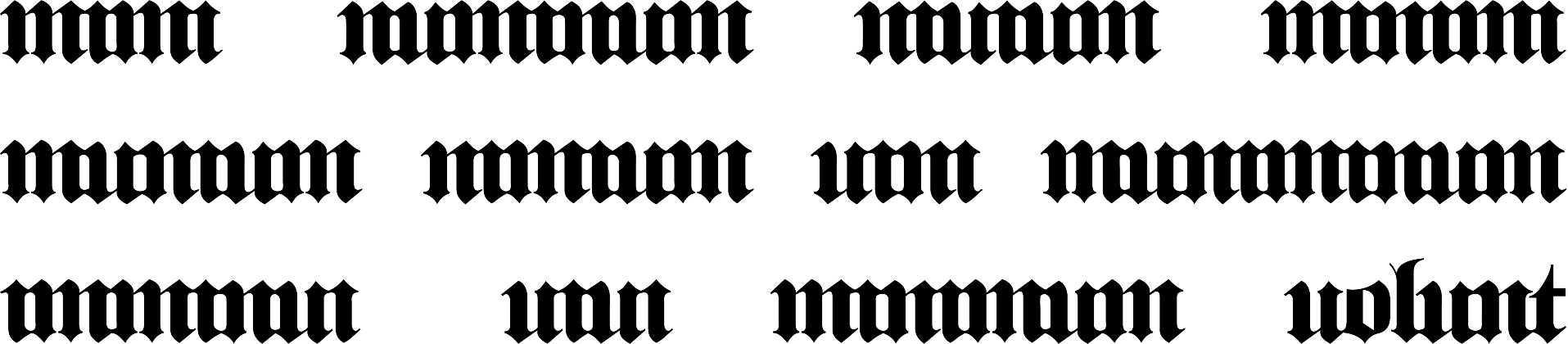 String of minims in Latin type