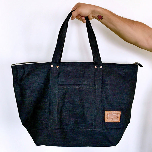 large denim tote bag