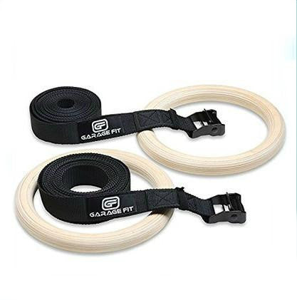 Wood Gym Rings with Straps - 1.25 Inch
