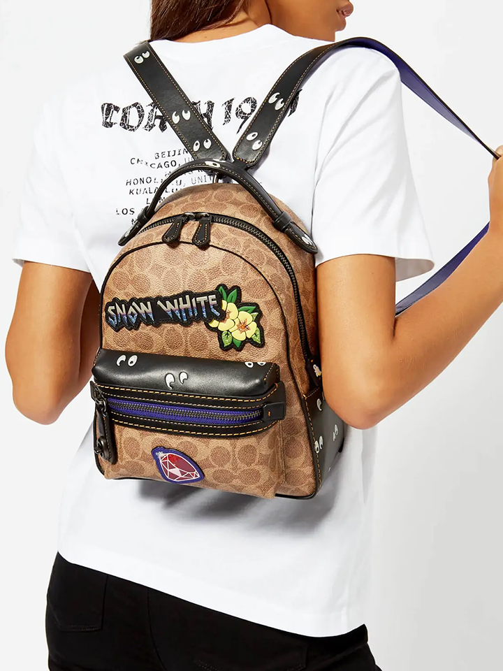 Coach Disney Campus Backpack 23 In Signature Patchwork Tan Black Multi –  Balilene