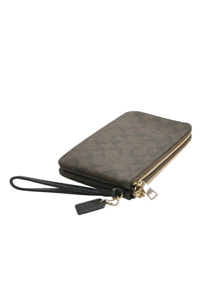 coach double zip small wristlet